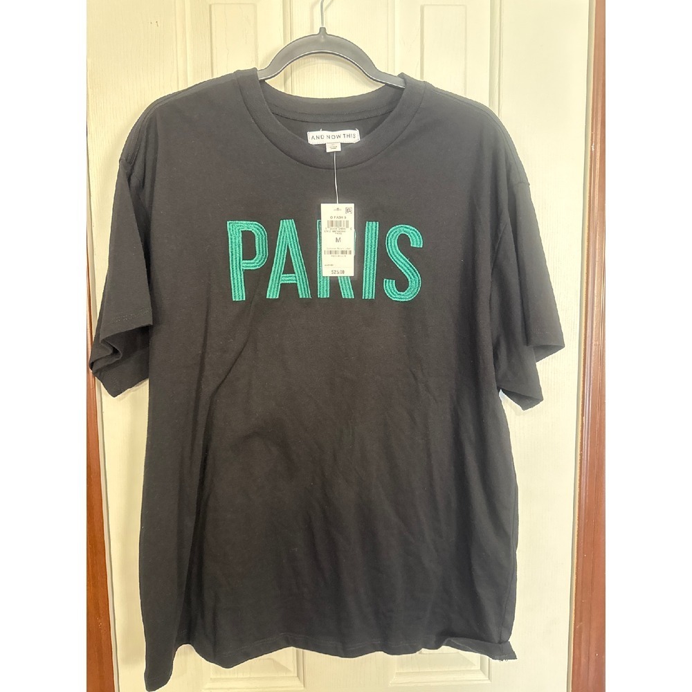 And Now This Paris Graphic Tee Embroidered Short Sleeve T-Shirt‎ Medium